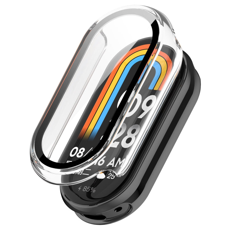 For Xiaomi Mi Band 8 PC + Tempered Film Integrated Protective Watch Case(Transparent White) - Watch Cases by PMC TechLife | Online Shopping South Africa | PMC TechLife