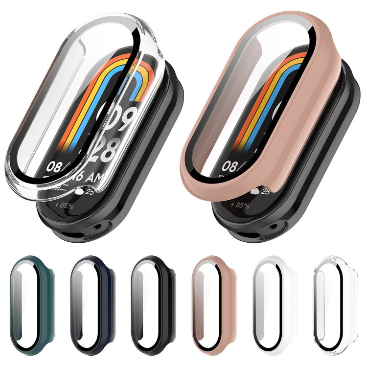 For Xiaomi Mi Band 8 PC + Tempered Film Integrated Protective Watch Case(White) - Watch Cases by PMC TechLife | Online Shopping South Africa | PMC TechLife