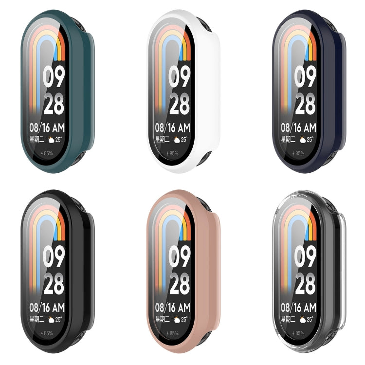 For Xiaomi Mi Band 8 PC + Tempered Film Integrated Protective Watch Case(Pink) - Watch Cases by PMC TechLife | Online Shopping South Africa | PMC TechLife