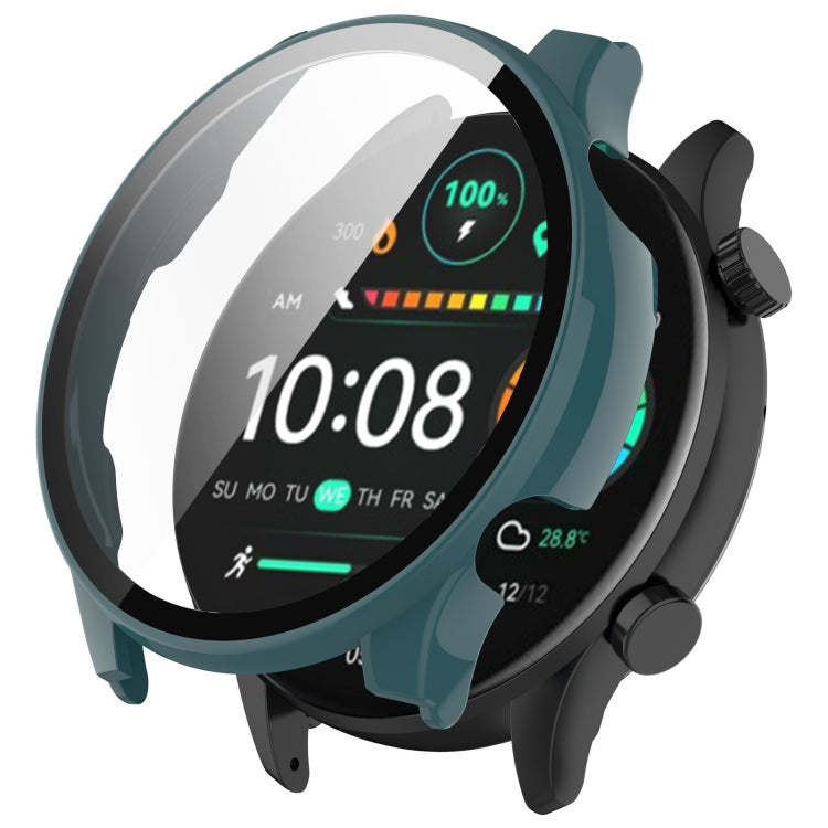For Xiaomi Haylou RT3 / Solar Plus LS16 PC + Tempered Film Integrated Watch Protective Case(Pine Green) - Watch Cases by PMC TechLife | Online Shopping South Africa | PMC TechLife