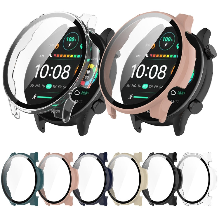 For Xiaomi Haylou RT3 / Solar Plus LS16 PC + Tempered Film Integrated Watch Protective Case(Transparent White) - Watch Cases by PMC TechLife | Online Shopping South Africa | PMC TechLife