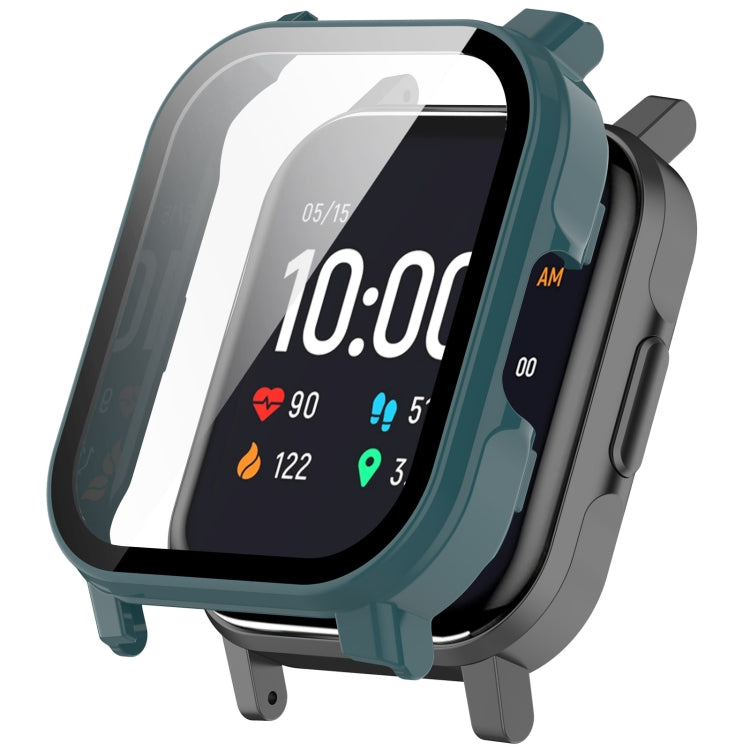 For Xiaomi Haylou Watch 2 LS02 PC + Tempered Film Integrated Watch Protective Case(Pine Green) - Watch Cases by PMC TechLife | Online Shopping South Africa | PMC TechLife