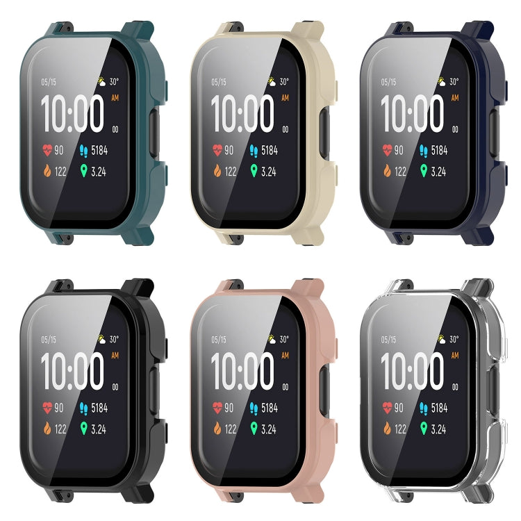 For Xiaomi Haylou Watch 2 LS02 PC + Tempered Film Integrated Watch Protective Case(Pink) - Watch Cases by PMC TechLife | Online Shopping South Africa | PMC TechLife