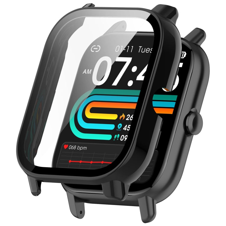 For P66 / P66D / P66ED 1.85 inch Watch PC + Tempered Film Integrated Watch Protective Case(Black) - Watch Case by PMC TechLife | Online Shopping South Africa | PMC TechLife