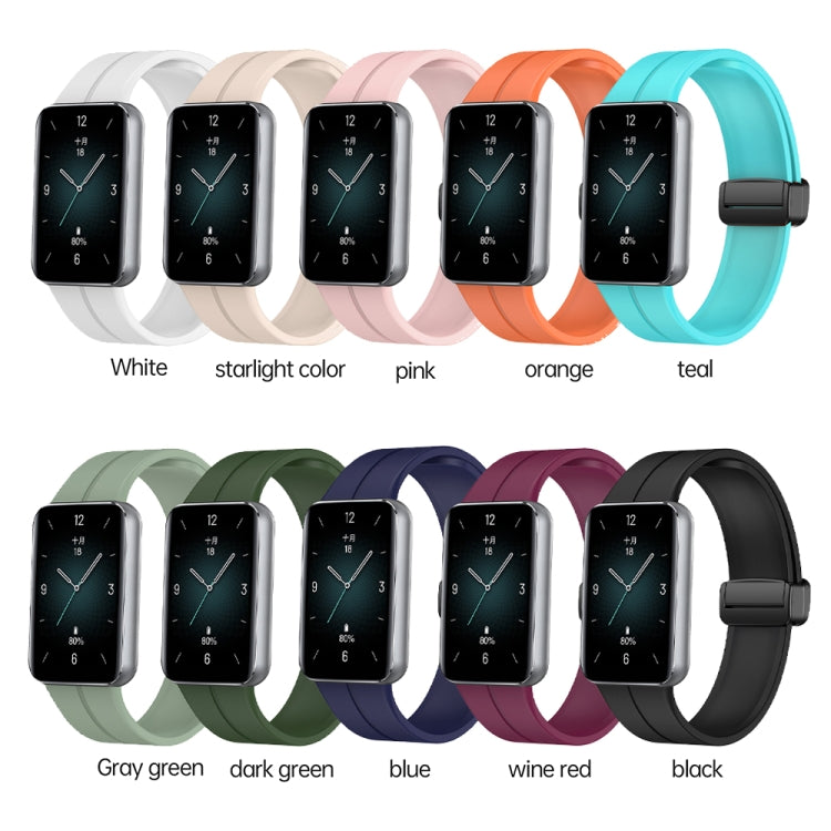 For Honor Band 9 Magnetic Folding Black Buckle Silicone Watch Band(Teal) - Watch Bands by PMC TechLife | Online Shopping South Africa | PMC TechLife