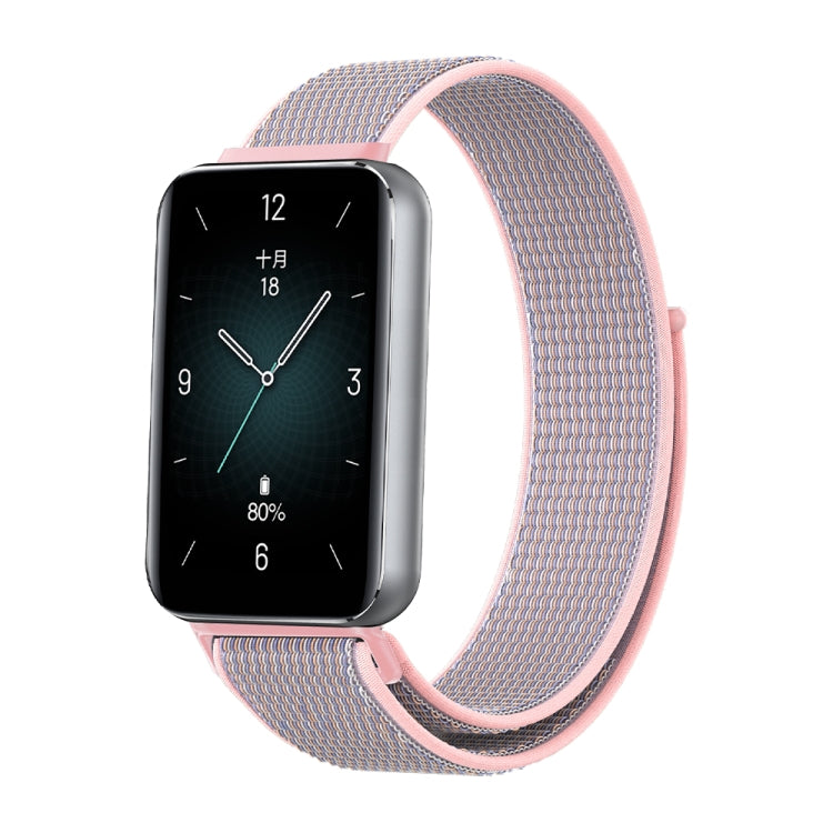 For Honor Band 9 Woven Nylon Loop Watch Band(Pinkish) - Watch Bands by PMC TechLife | Online Shopping South Africa | PMC TechLife