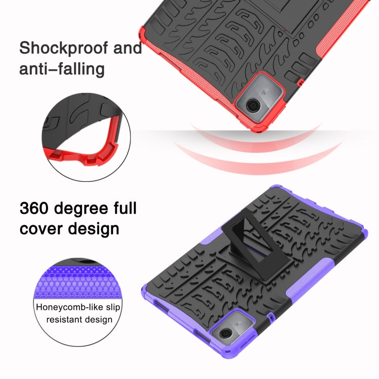 For Lenovo Tab M11/ Xiaoxin Pad 11 2024 Tire Texture TPU Hybrid PC Tablet Case with Holder(Black) - Lenovo by PMC Jewellery | Online Shopping South Africa | PMC Jewellery | Buy Now Pay Later Mobicred