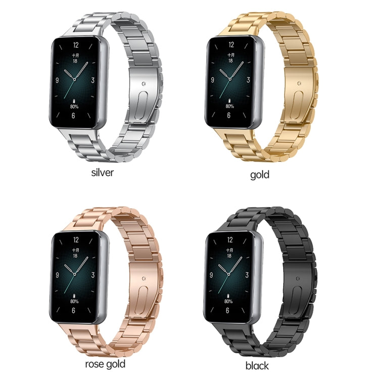 For Honor Band 9 Three Strains Metal Watch Band(Rose Gold) - Watch Bands by PMC Jewellery | Online Shopping South Africa | PMC Jewellery