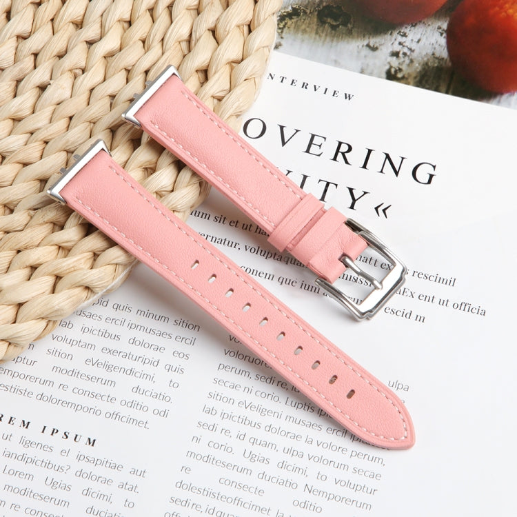 For Honor Band 9 Genuine Leather Watch Band(Pink) - Watch Bands by PMC Jewellery | Online Shopping South Africa | PMC Jewellery