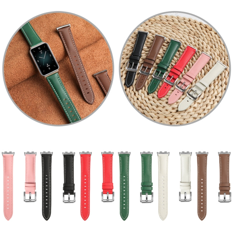 For Honor Band 9 Genuine Leather Watch Band(Pink) - Watch Bands by PMC TechLife | Online Shopping South Africa | PMC TechLife | Buy Now Pay Later Mobicred
