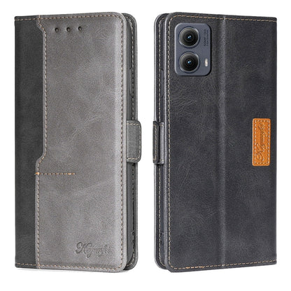 For Motorola Edge 5G 2024 Contrast Color Side Buckle Leather Phone Case(Black + Grey) - Motorola Cases by PMC Jewellery | Online Shopping South Africa | PMC Jewellery | Buy Now Pay Later Mobicred