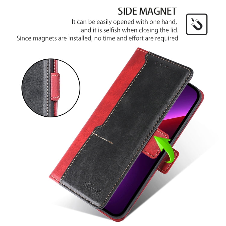 For Motorola Edge 5G 2024 Contrast Color Side Buckle Leather Phone Case(Red + Black) - Motorola Cases by PMC Jewellery | Online Shopping South Africa | PMC Jewellery | Buy Now Pay Later Mobicred