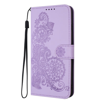 For iPhone SE 2024 Datura Flower Embossed Flip Leather Phone Case(Purple) - More iPhone Cases by PMC Jewellery | Online Shopping South Africa | PMC Jewellery | Buy Now Pay Later Mobicred