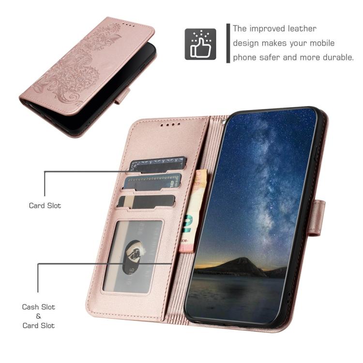For iPhone 17 Air Datura Flower Embossed Flip Leather Phone Case(Rose Gold) - free shipping - PMc TechLife - Order now!