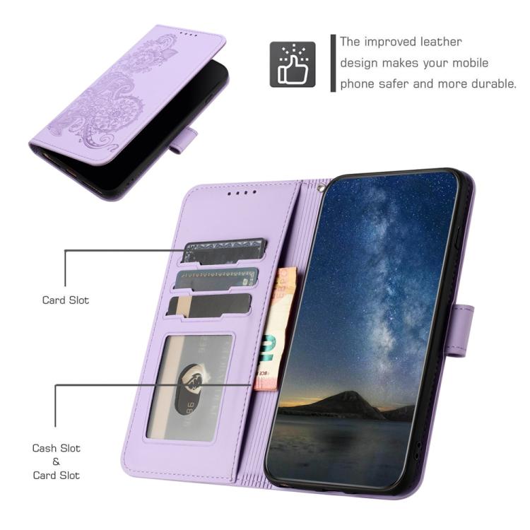 For iPhone 17 Pro Max Datura Flower Embossed Flip Leather Phone Case(Purple) - free shipping - PMc TechLife - Order now!
