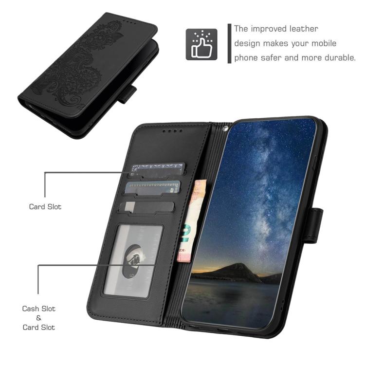 For iPhone 17 Pro Max Datura Flower Embossed Flip Leather Phone Case(Black) - free shipping - PMc TechLife - Order now!