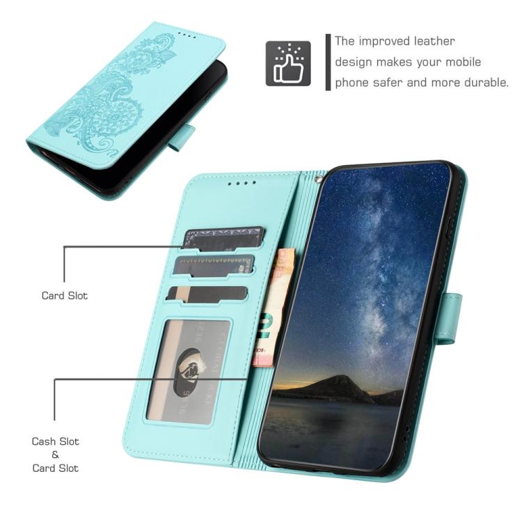 For iPhone 17 Pro Datura Flower Embossed Flip Leather Phone Case(Light Blue) - free shipping - PMc TechLife - Order now!