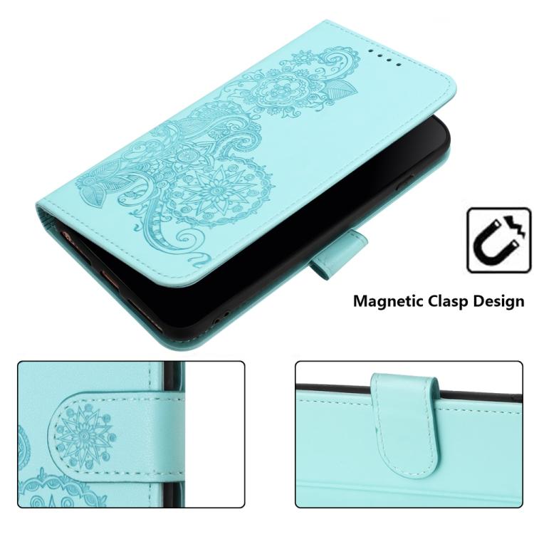 For iPhone 17 Pro Datura Flower Embossed Flip Leather Phone Case(Light Blue) - free shipping - PMc TechLife - Order now!