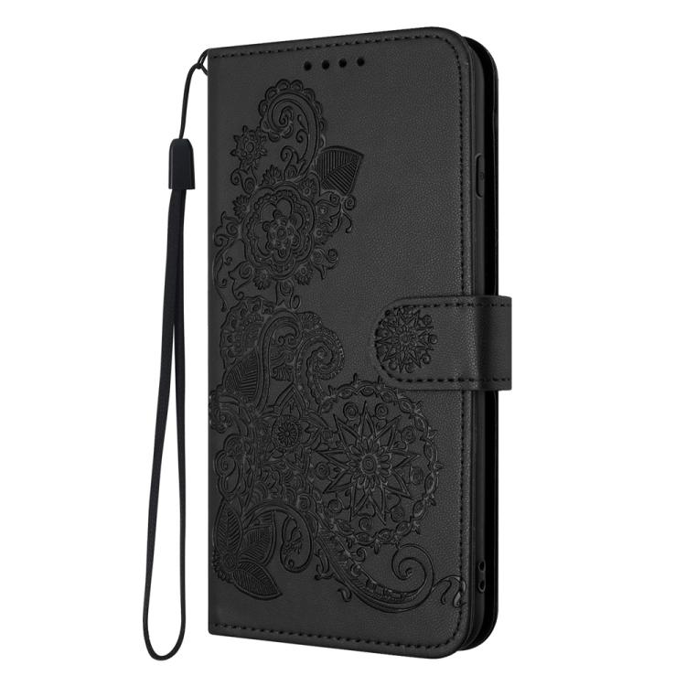 For iPhone 17 Pro Datura Flower Embossed Flip Leather Phone Case(Black) - free shipping - PMc TechLife - Order now!
