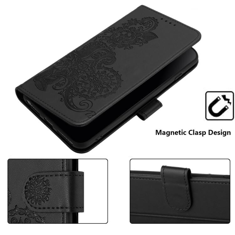 For iPhone 17 Pro Datura Flower Embossed Flip Leather Phone Case(Black) - free shipping - PMc TechLife - Order now!
