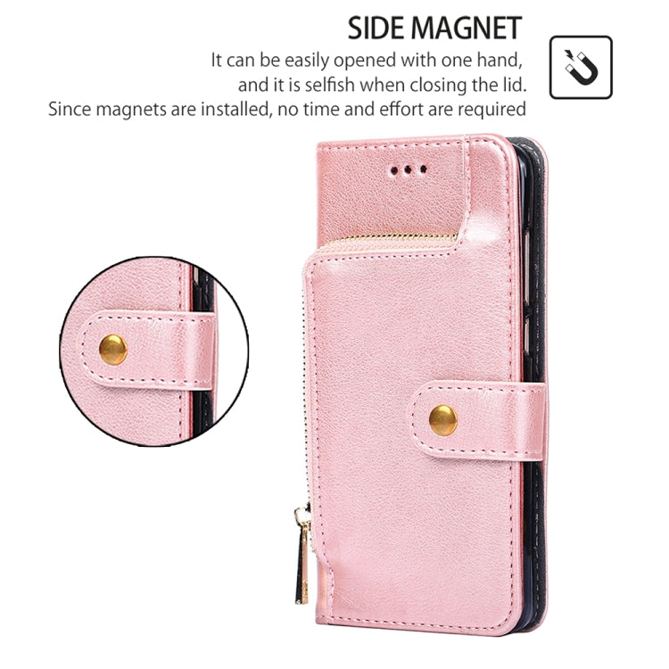 For Motorola Moto G Play 4G 2024 Zipper Bag Leather Phone Case(Rose Gold) - Motorola Cases by PMC Jewellery | Online Shopping South Africa | PMC Jewellery | Buy Now Pay Later Mobicred