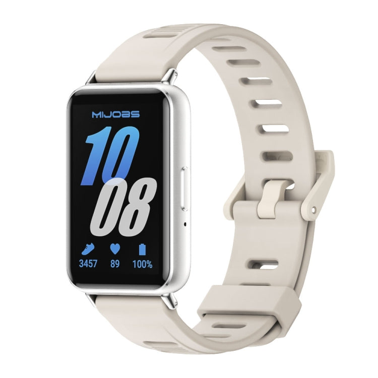 For Samsung Galaxy Fit 3 Mijobs Flat Hole Silicone Watch Band(Grey+Silver) - free shipping - PMc TechLife - Order now!