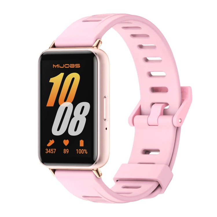 For Samsung Galaxy Fit 3 Mijobs Flat Hole Silicone Watch Band(Lotus Root Powder+Rose Gold) - free shipping - PMc TechLife - Order now!