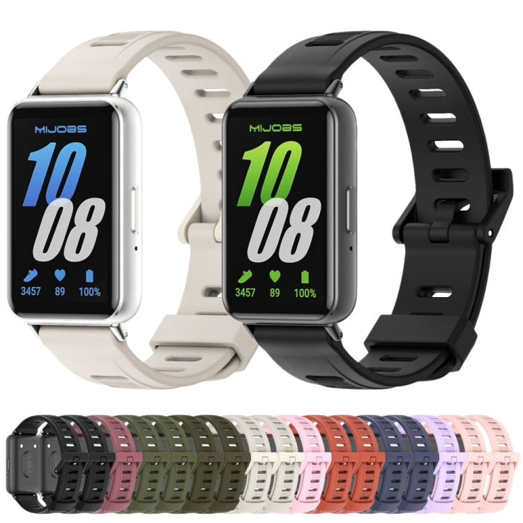 For Samsung Galaxy Fit 3 Mijobs Flat Hole Silicone Watch Band(Pink+Silver) - free shipping - PMc TechLife - Order now!
