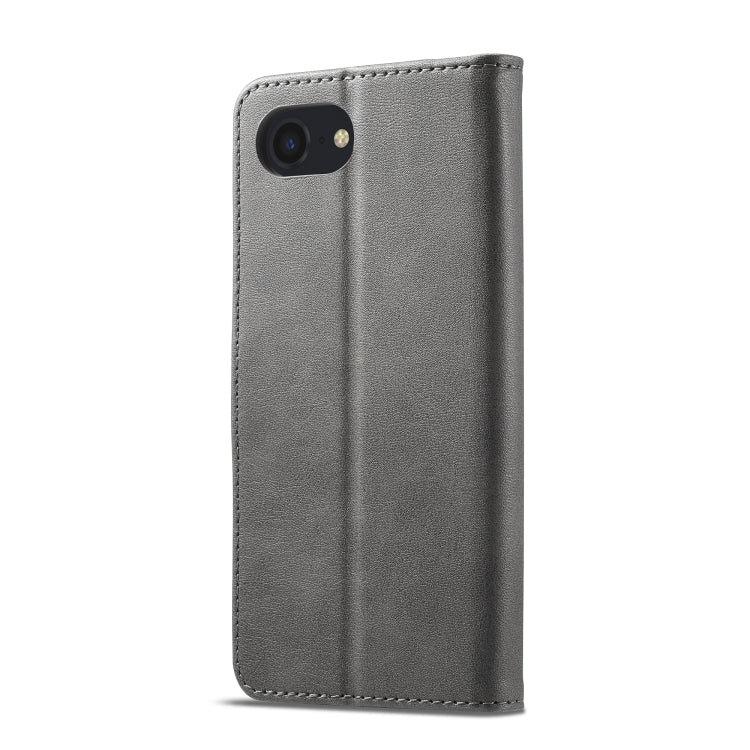LC.IMEEKE Calf Texture Horizontal Flip Leather Case For iPhone SE 2024(Grey) - More iPhone Cases by LC.IMEEKE | Online Shopping South Africa | PMC Jewellery | Buy Now Pay Later Mobicred