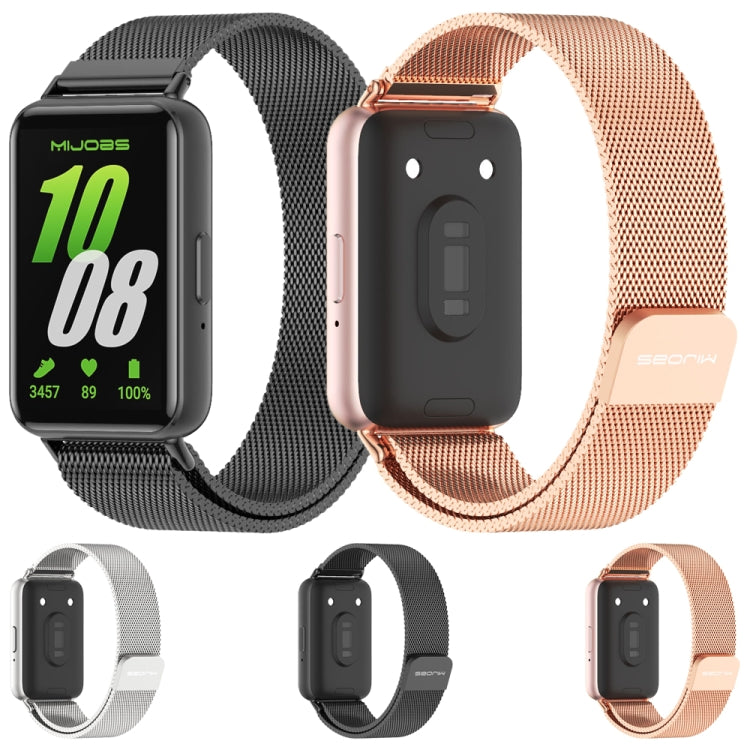 For Samsung Galaxy Fit 3 Mijobs Milan Magnetic Metal Watch Band(Silver) - Watch Bands by MIJOBS | Online Shopping South Africa | PMc TechLife | Buy Now Pay Later Mobicred
