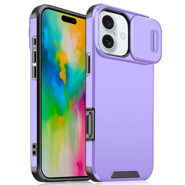 For iPhone 16 Sliding Camshield TPU + PC Phone Case(Purple) - iPhone 16 Cases by PMC Jewellery | Online Shopping South Africa | PMC Jewellery | Buy Now Pay Later Mobicred