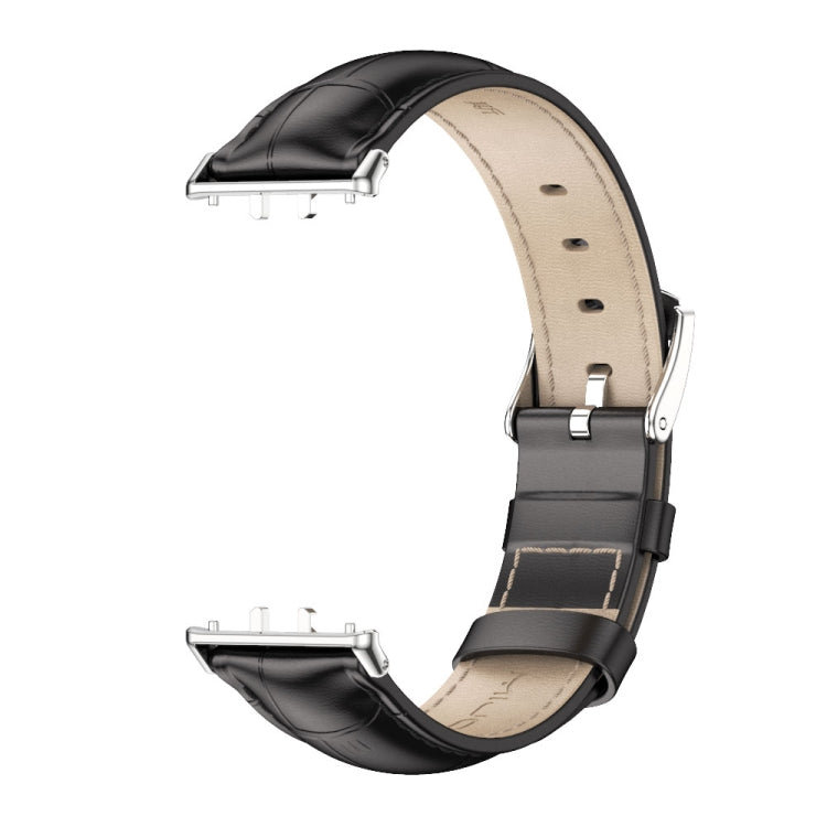 For Samsung Galaxy Fit 3 Mijobs Dual-sided Genuine Leather Watch Band(Bamboo Black Silver) - Watch Bands by MIJOBS | Online Shopping South Africa | PMc TechLife | Buy Now Pay Later Mobicred