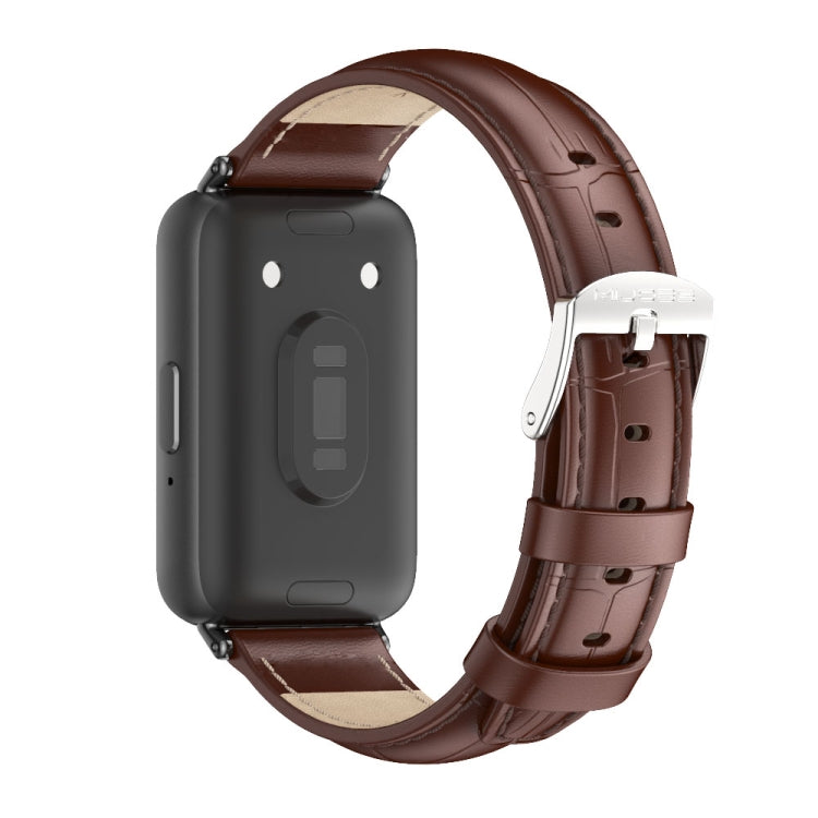 For Samsung Galaxy Fit 3 Mijobs Dual-sided Genuine Leather Watch Band(Bamboo Coffee Black) - free shipping - PMc TechLife - Order now!