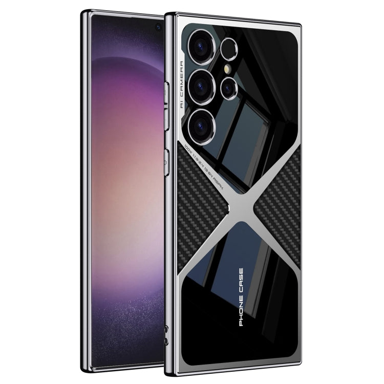 For Samsung Galaxy S23 Ultra GKK Leather Electroplating Supersonic Speed Shockproof Phone Case(Carbon Fibre) - free shipping - PMC Jewellery - Order now!