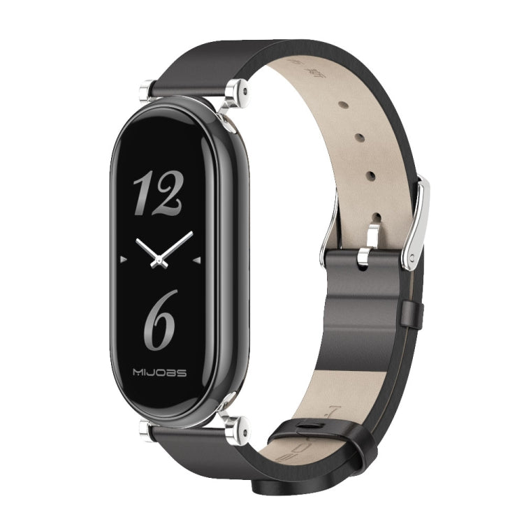 For Xiaomi Smart Band 10 / 9 / 8 Mijobs GT4 First Layer Cowhide Watch Band(Black Silver) - free shipping - PMc TechLife - Order now!