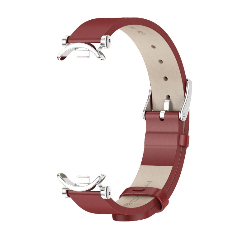 For Xiaomi Smart Band 10 / 9 / 8 Mijobs GT4 First Layer Cowhide Watch Band(Red Silver) - free shipping - PMc TechLife - Order now!