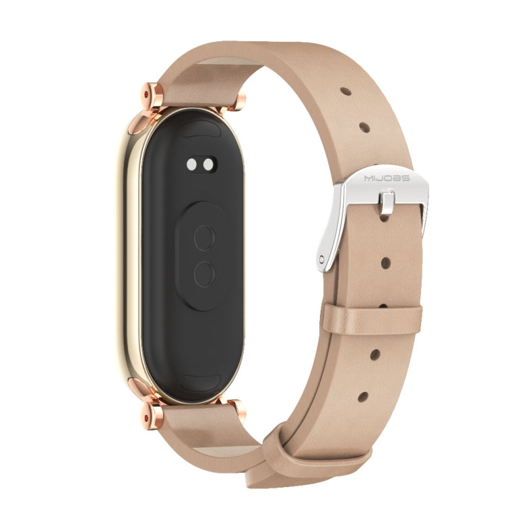 For Xiaomi Smart Band 10 / 9 / 8 Mijobs GT4 First Layer Cowhide Watch Band(Apricot Rose Gold) - free shipping - PMc TechLife - Order now!