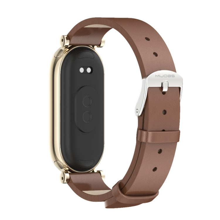 For Xiaomi Smart Band 10 / 9 / 8 Mijobs GT4 First Layer Cowhide Watch Band(Brown Light Gold) - free shipping - PMc TechLife - Order now!