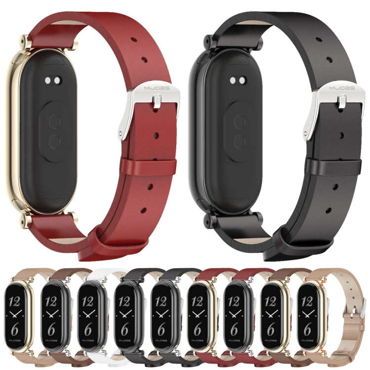 For Xiaomi Smart Band 10 / 9 / 8 Mijobs GT4 First Layer Cowhide Watch Band(Brown Light Gold) - free shipping - PMc TechLife - Order now!
