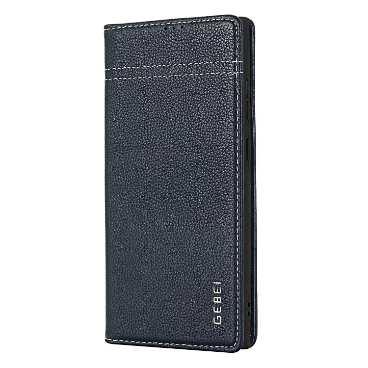 For Samsung Galaxy S24+ 5G GEBEI Top-grain Horizontal Flip Leather Phone Case(Blue) - Galaxy S24+ 5G Cases by GEBEI | Online Shopping South Africa | PMC Jewellery | Buy Now Pay Later Mobicred