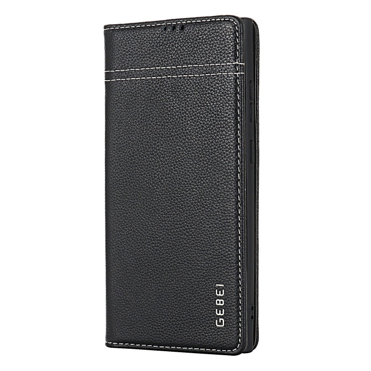 For Samsung Galaxy S24+ 5G GEBEI Top-grain Horizontal Flip Leather Phone Case(Black) - Galaxy S24+ 5G Cases by GEBEI | Online Shopping South Africa | PMC Jewellery | Buy Now Pay Later Mobicred