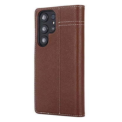 For Samsung Galaxy S24 Ultra 5G GEBEI Top-grain Horizontal Flip Leather Phone Case(Brown) - Galaxy S24 Ultra 5G Cases by GEBEI | Online Shopping South Africa | PMC Jewellery | Buy Now Pay Later Mobicred