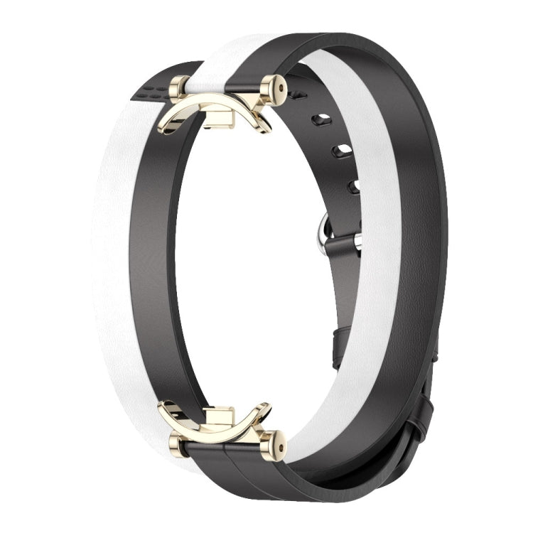 For Xiaomi Smart Band 10 / 9 / 8 Mijobs GT4 Dual-Loop Leather Watch Band(Black+White+Light Gold) - free shipping - PMc TechLife - Order now!