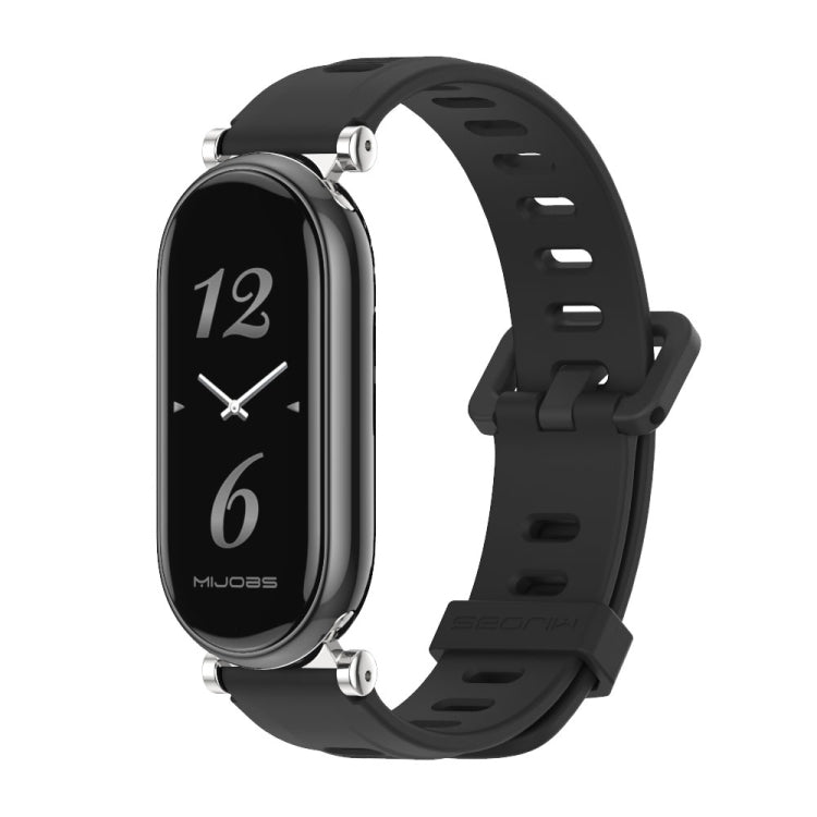 For Xiaomi Mi Band 8 Mijobs GT4 Flat Hole Silicone Watch Band(Black Silver) - Watch Bands by MIJOBS | Online Shopping South Africa | PMC Jewellery