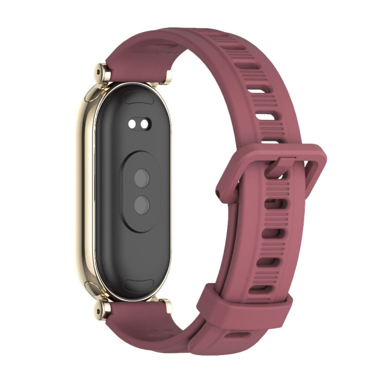 For Xiaomi Smart Band 10 / 9 / 8 Mijobs GT4 Flat Hole Silicone Watch Band(Wine Red Light Gold) - free shipping - PMc TechLife - Order now!