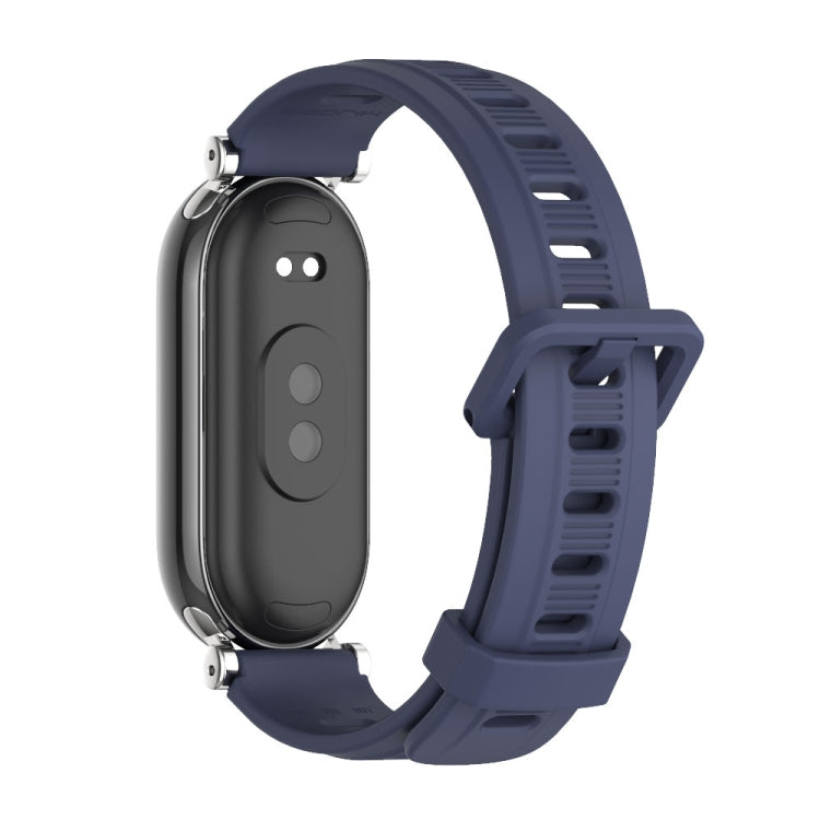 For Xiaomi Smart Band 10 / 9 / 8 Mijobs GT4 Flat Hole Silicone Watch Band(Midnight Blue Silver) - free shipping - PMc TechLife - Order now!
