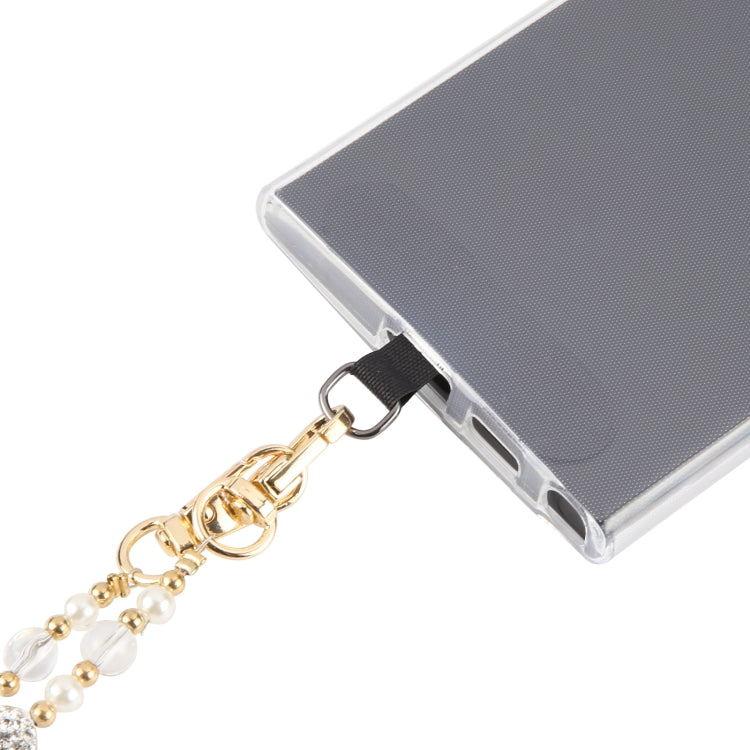 Mobile Phone Anti-lost Long Chain Flash Diamond Pearl Crossbody Lanyard(Black) - Lanyards & Wrist Straps by PMc TechLife | Online Shopping South Africa | PMc TechLife | Buy Now Pay Later Mobicred