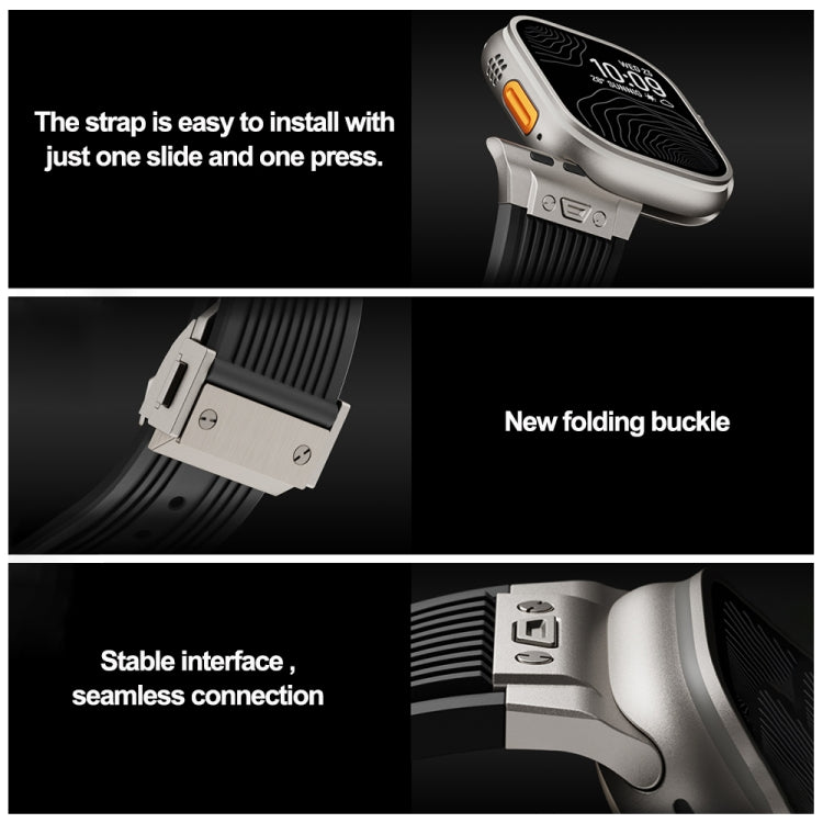 For Apple Watch Series 10 46mm Vertical Texture Black Buckle Elastic Silicone Watch Band(Black) - free shipping - PMC TechLife - Order now!