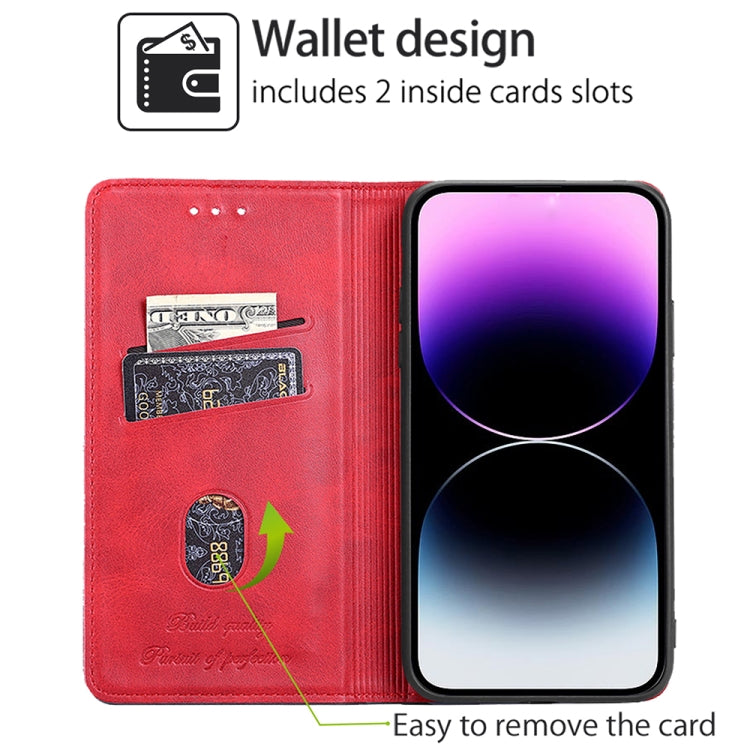 For Motorola Moto G Play 4G 2024 Cow Texture Magnetic Leather Phone Case(Red) - Motorola Cases by PMC Jewellery | Online Shopping South Africa | PMC Jewellery | Buy Now Pay Later Mobicred