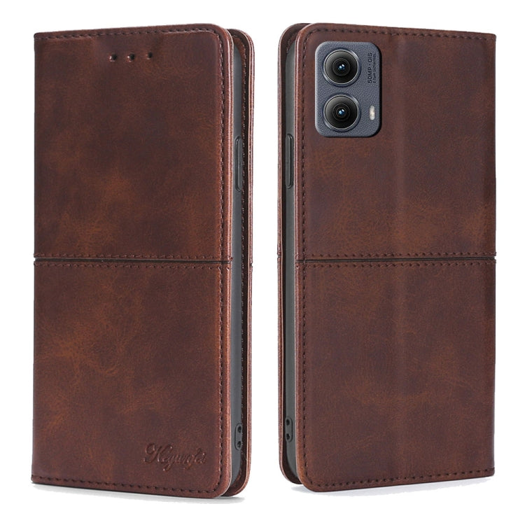 For Motorola Edge 5G 2024 Cow Texture Magnetic Leather Phone Case(Dark Brown) - Motorola Cases by PMC Jewellery | Online Shopping South Africa | PMC Jewellery | Buy Now Pay Later Mobicred